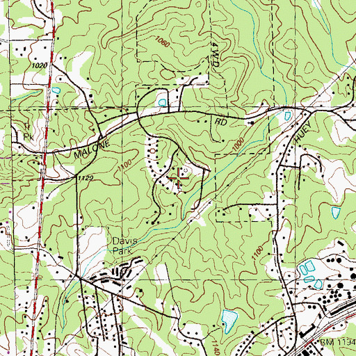 Topographic Map of Young Park, GA