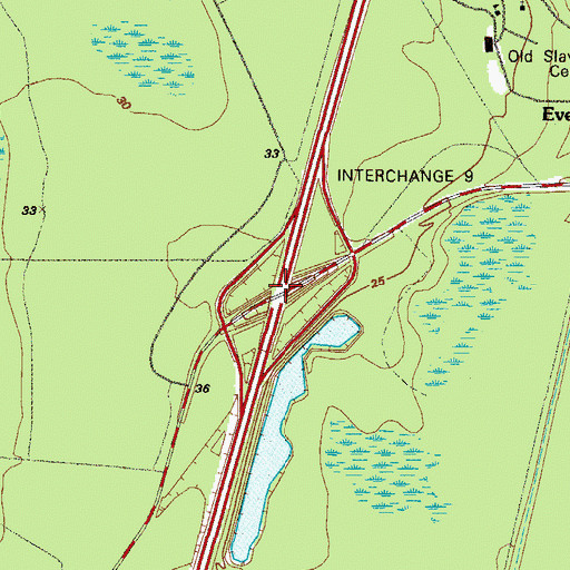 Topographic Map of Exit 9, GA