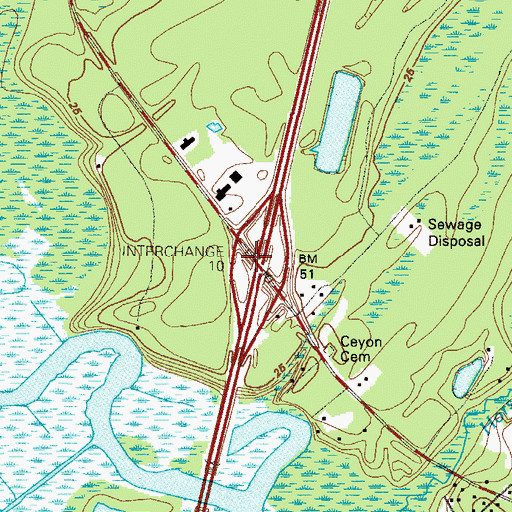 Topographic Map of Exit 10, GA