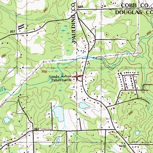 Topographic Map of Souls Arbor Tabernacle, GA