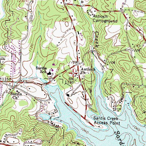 Topographic Map of Antioch Methodist Cemetery, GA