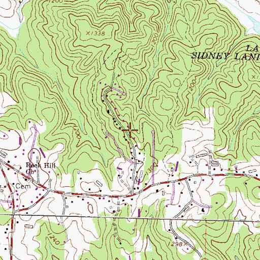 Topographic Map of Belvedere Acres, GA