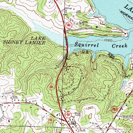 Topographic Map of Brookwood, GA