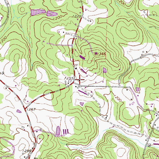 Topographic Map of Calvary Church, GA