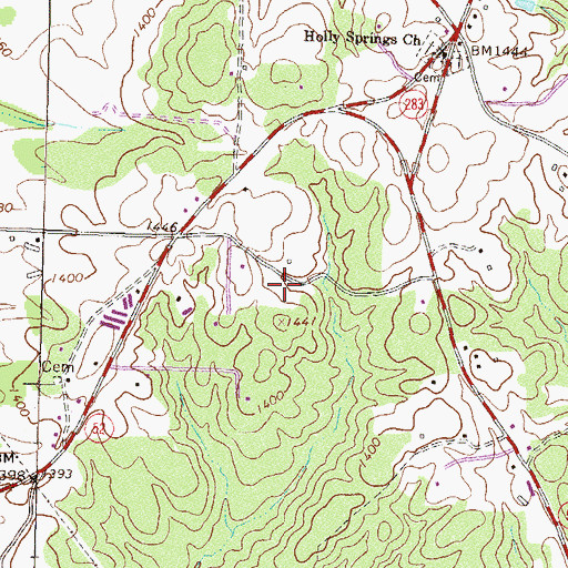 Topographic Map of Calvary Cross Church, GA