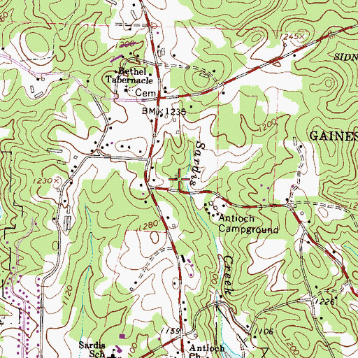 Topographic Map of Canaan Church, GA