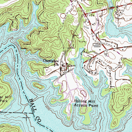 Topographic Map of Chestatee Cemetery, GA