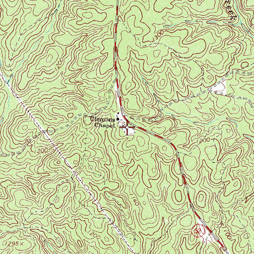 Topographic Map of Clemons Chapel Cemetery, GA