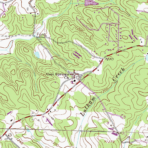 Topographic Map of Cool Springs Cemetery, GA