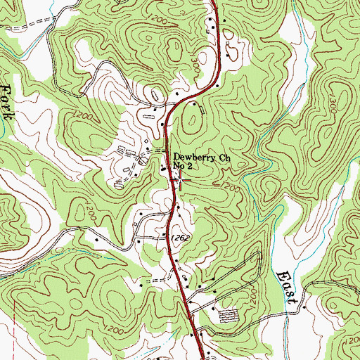 Topographic Map of Dewberry Cemetery, GA