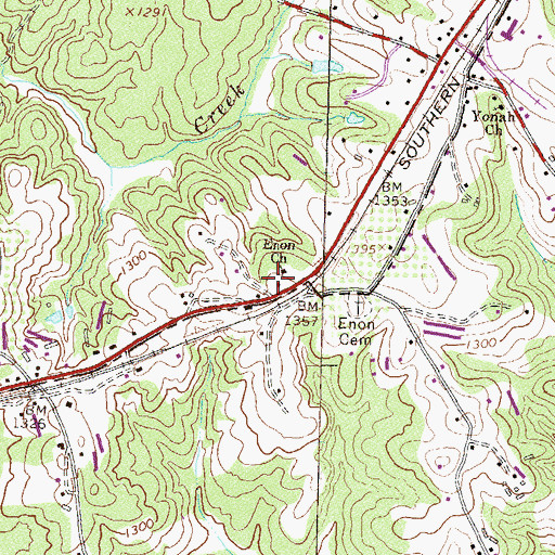 Topographic Map of Enon School (historical), GA