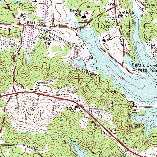 Topographic Map of Holiday Hills, GA