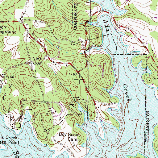 Topographic Map of Lake Farm, GA