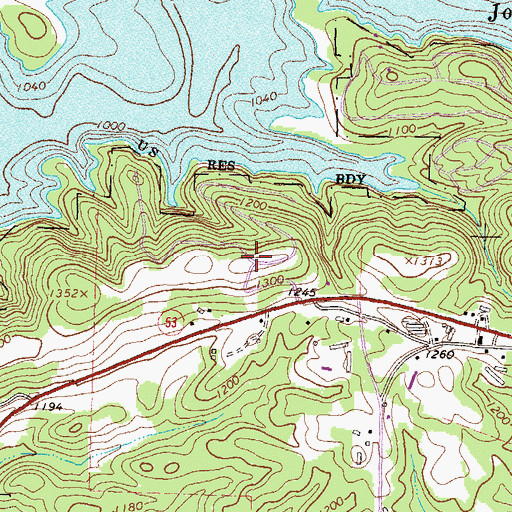 Topographic Map of Lanier Northwest, GA