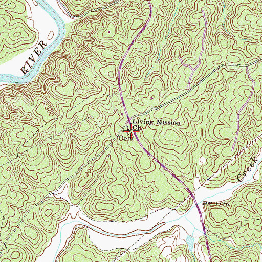 Topographic Map of Living Mission Cemetery, GA
