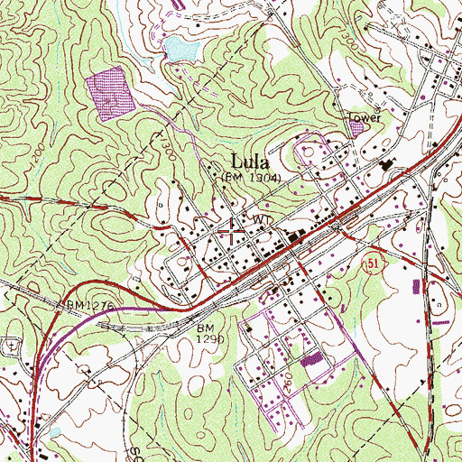 Topographic Map of Lula Residential Historic District, GA