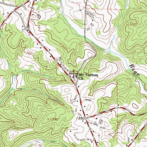Topographic Map of Mount Vernon Cemetery, GA
