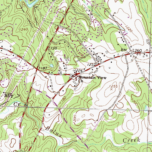 Topographic Map of Mountain View Baptist Cemetery, GA