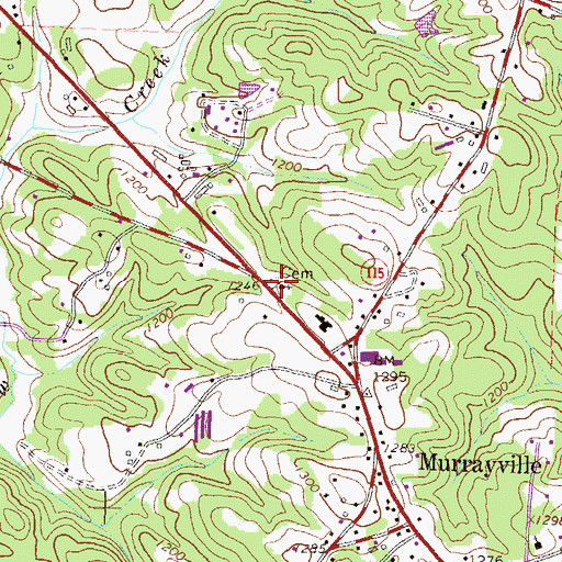 Topographic Map of Murrayville Church, GA