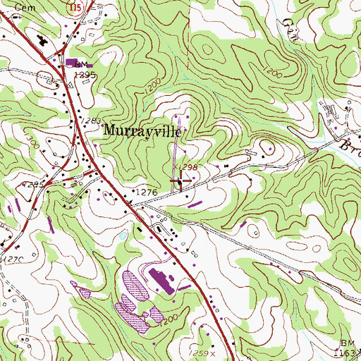 Topographic Map of Murrayville Church, GA