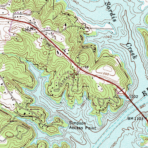 Topographic Map of Pinecrest Heights, GA