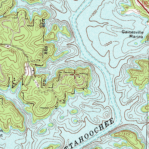 Topographic Map of Point View Landing, GA