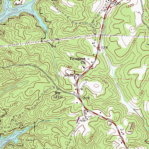 Topographic Map of Prospect Cemetery, GA