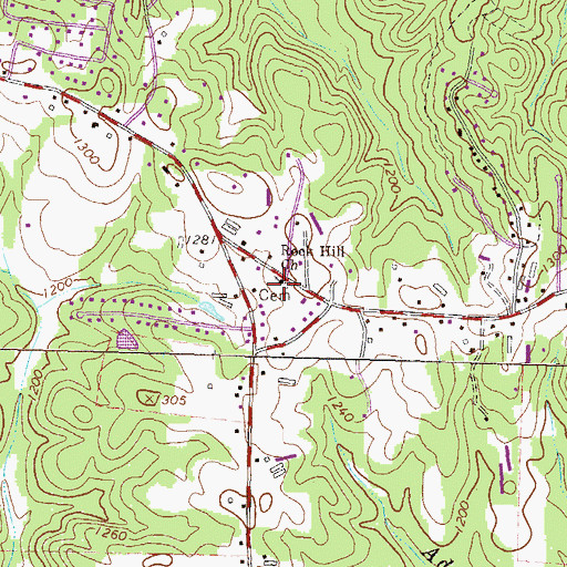 Topographic Map of Rock Hill Congregational Cemetery, GA