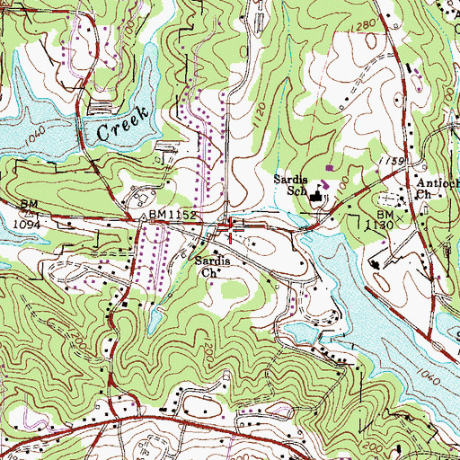 Topographic Map of Sardis Baptist Cemetery, GA