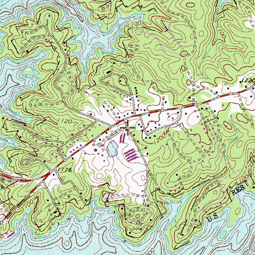 Topographic Map of South Hall Church, GA