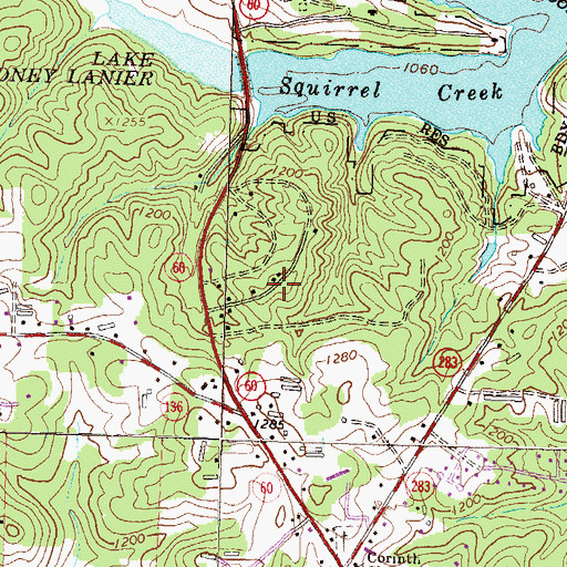 Topographic Map of Squirrel Creek, GA