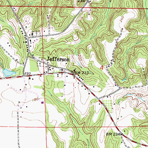 Topographic Map of Jefferson Post Office, AL