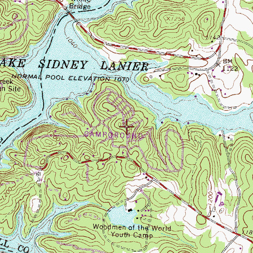 Topographic Map of Timberidge, GA