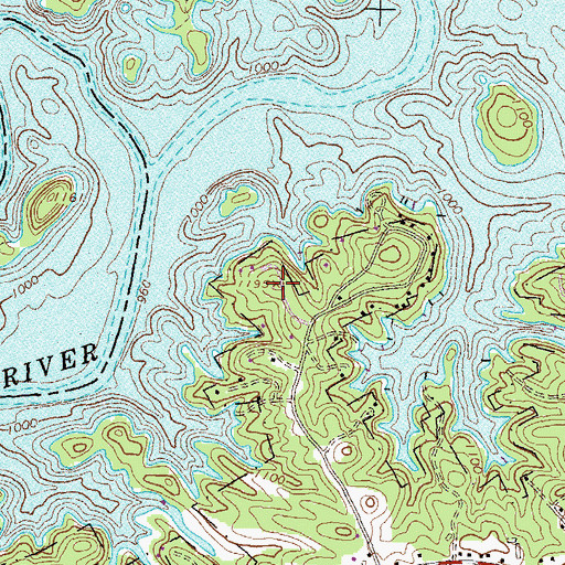 Topographic Map of Twin Rivers, GA