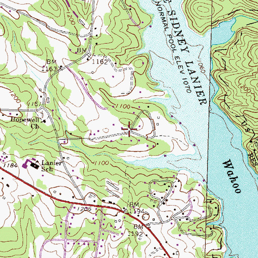 Topographic Map of Wahoo Forest, GA