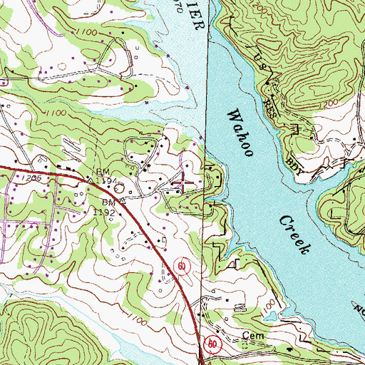 Topographic Map of Wahoo Valley, GA