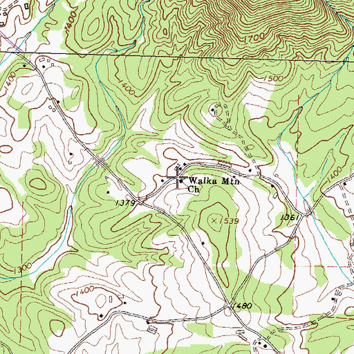 Topographic Map of Walka Mountain Cemetery, GA
