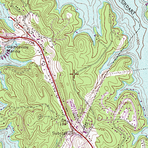 Topographic Map of Ahaluna, GA