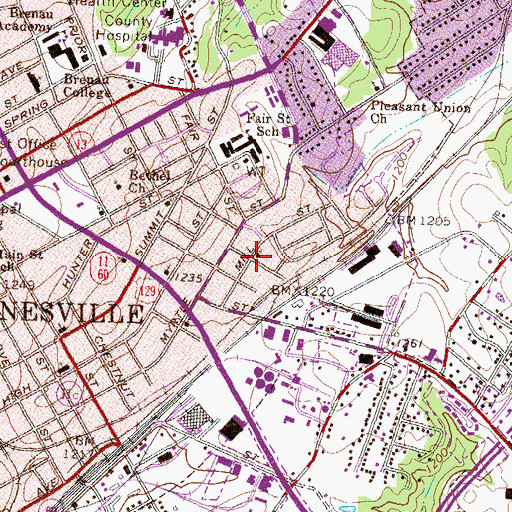 Topographic Map of Antioch Baptist Church, GA