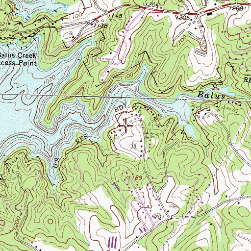 Topographic Map of Balus Creek, GA