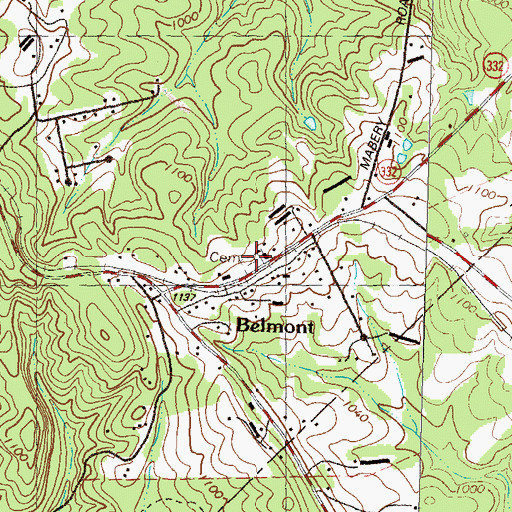 Topographic Map of Belmont Cemetery, GA
