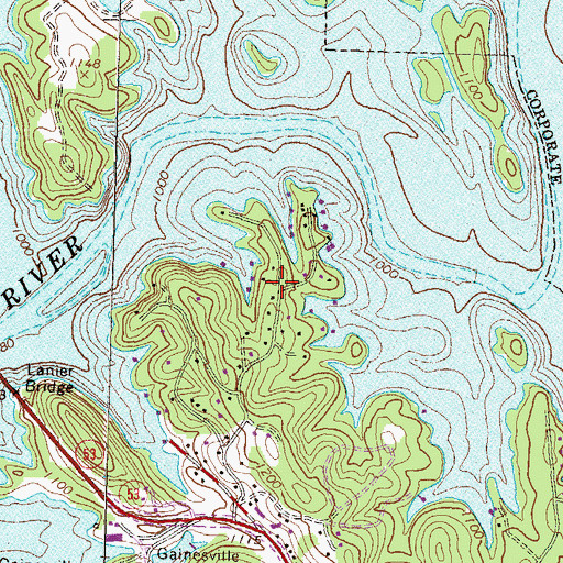 Topographic Map of Beverly Hills, GA