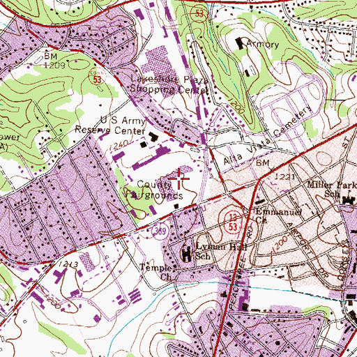 Topographic Map of Blue Ridge Shopping Center, GA