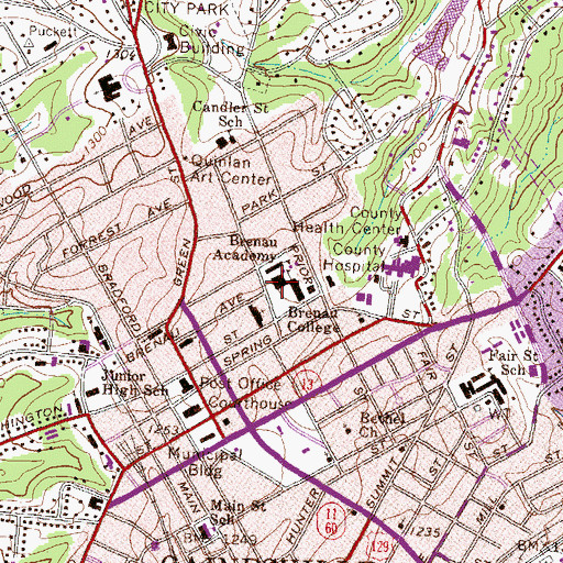 Topographic Map of Brenau College Historic District, GA