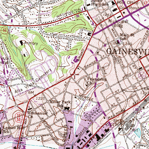 Topographic Map of Broad Street Shopping Center, GA