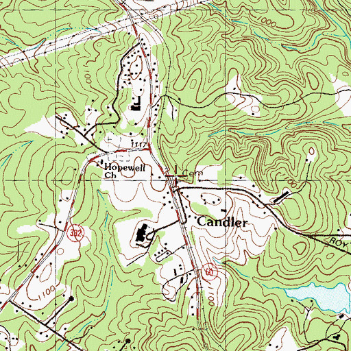 Topographic Map of Candler Methodist Cemetery, GA