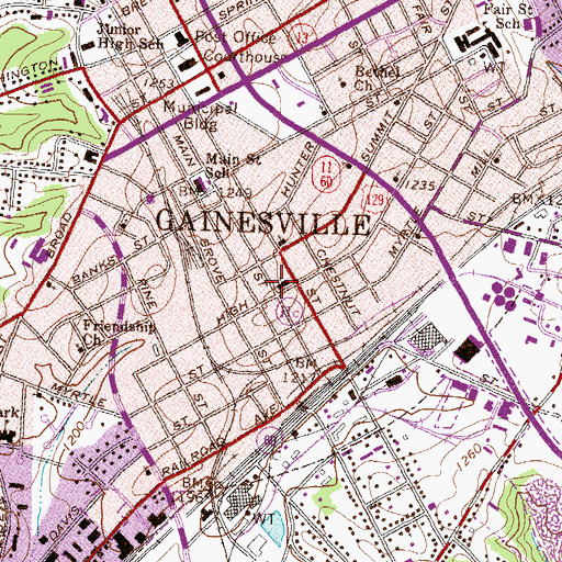 Topographic Map of Central Baptist Church, GA