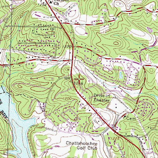 Topographic Map of Chattahoochee Place, GA