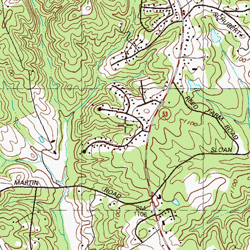 Topographic Map of Chestnut Hill, GA
