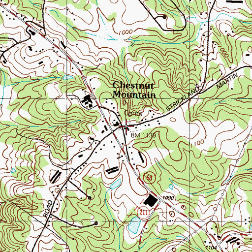 Topographic Map of Chestnut Mountain Baptist Church, GA